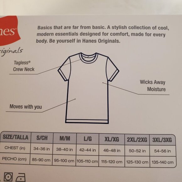 NWT Hanes Originals SZ XL (46-48) Men’s T-Shirts 3Pack, Moisture-Wicking Stretch - Picture 5 of 6